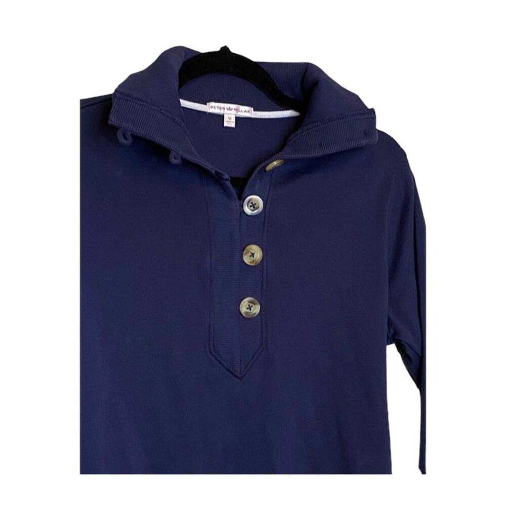 Vintage Peter Millar Women's Medium Long Sleeve Shirt Cotton Blue Polo Henley - Picture 2 of 7